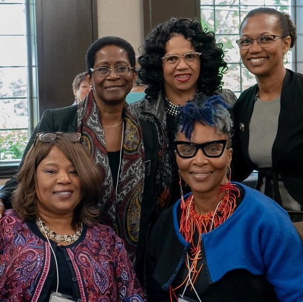 AADC Black Alumnae Network members pose after a conference hosted by the AADC at Douglass College Student Center at Rutgers University.