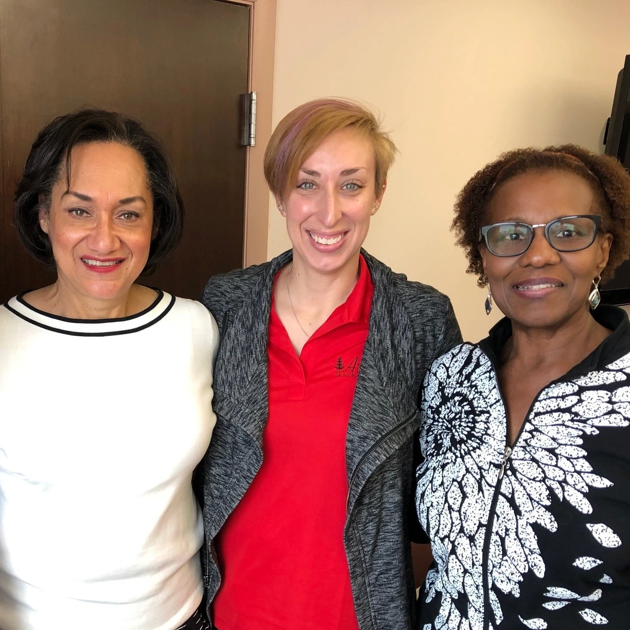 Douglass alumnae post after an AADC Smart Talks presentation hosted on Douglass College campus at Rutgers University that covered healthcare insurance.